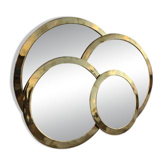 Set of 4 round polished brass mirrors – Moroccan craftsmanship – Vintage style