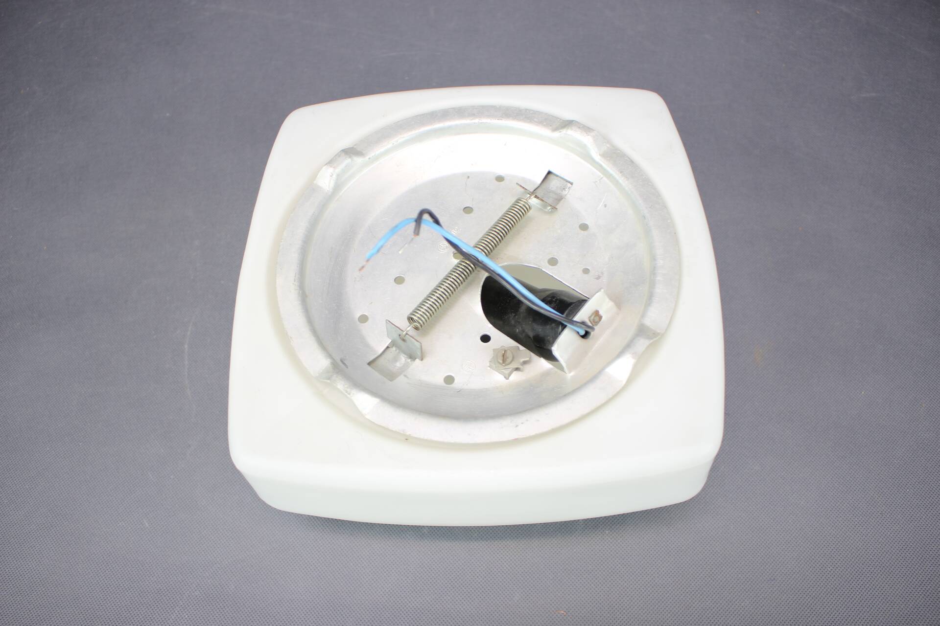 Mid-century textured milk glass recessed ceiling light, Czechoslovakia, 1960s.