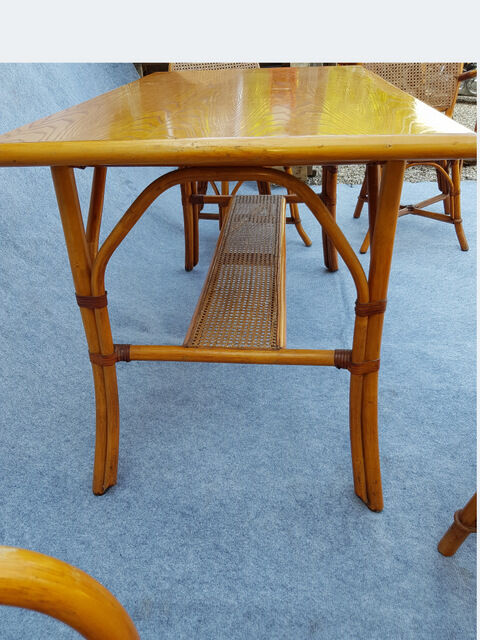 Rattan and caning dining table