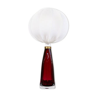 Mid-century modern table lamp with cotton shade Carl Fagerlund Orrefors Sweden