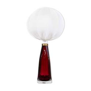 Mid-century modern table lamp with cotton shade Carl Fagerlund Orrefors Sweden