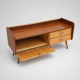 Vintage low sideboard hallway cabinet with flap and 2 drawers