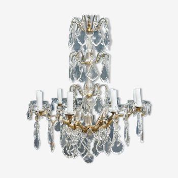 Chandelier, bronze, Louis XV style crystal