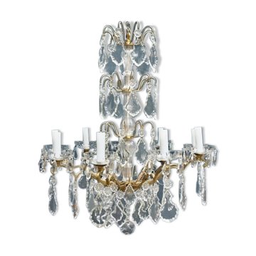 Chandelier, bronze, Louis XV style crystal