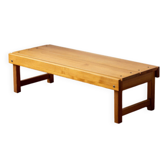 Bench or coffee table in blond pine, 1970s