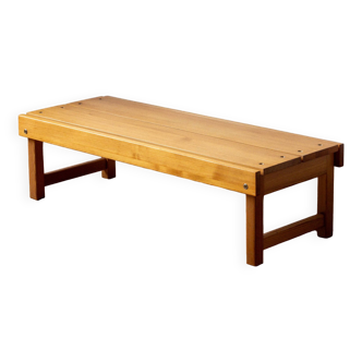 Banc ou table basse en pin blond, Années 70