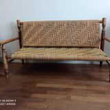 Wooden bench and rope around 1950