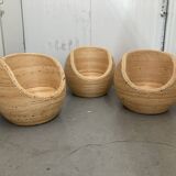 Set of Rattan Bamboo Kids Armchair Mid - Century Gabriella Crespi Style