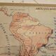 Old geography map / school map South America North America