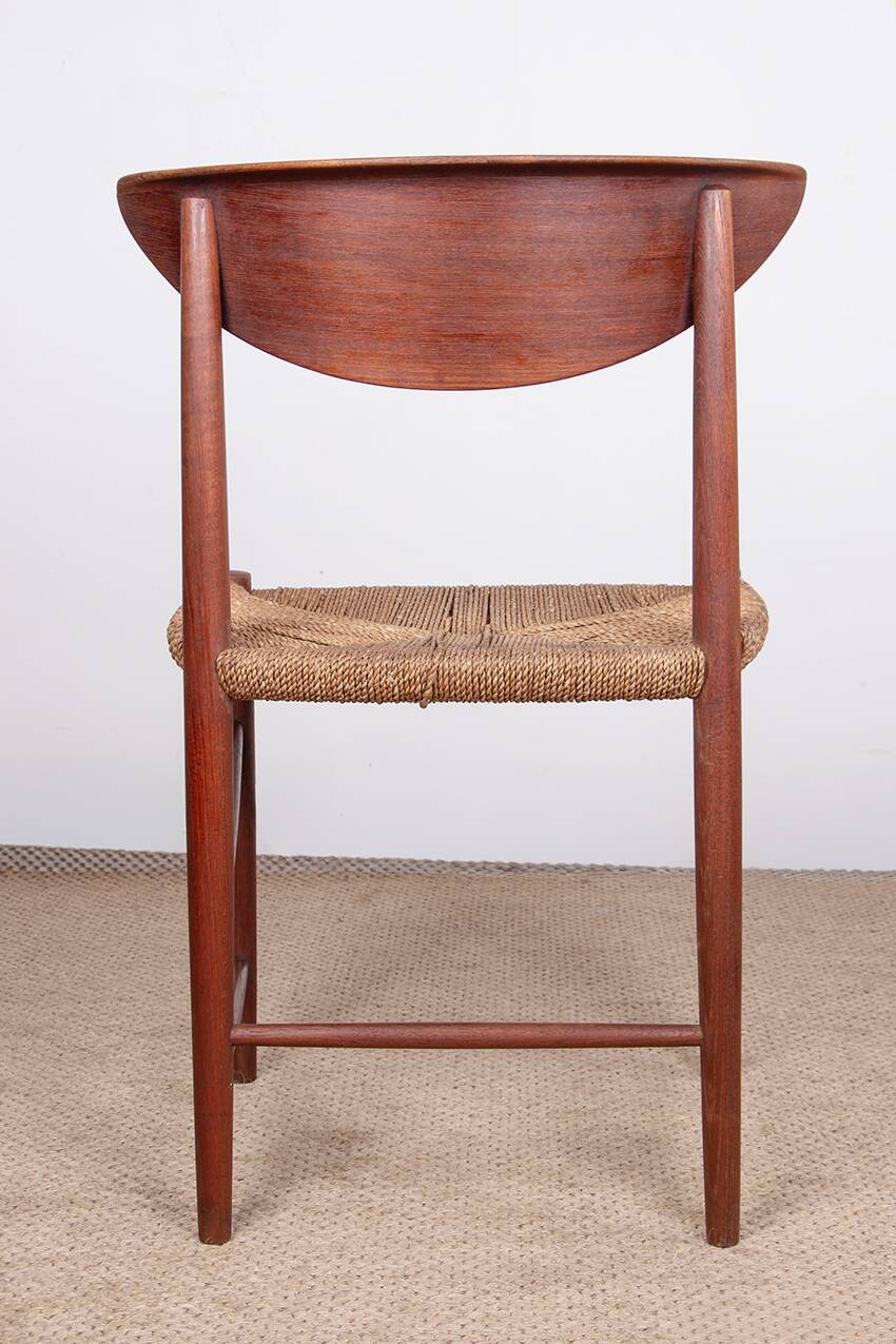 6 Danish chairs in teak and sea rush, model 316 by Peter Hvidt 1960.