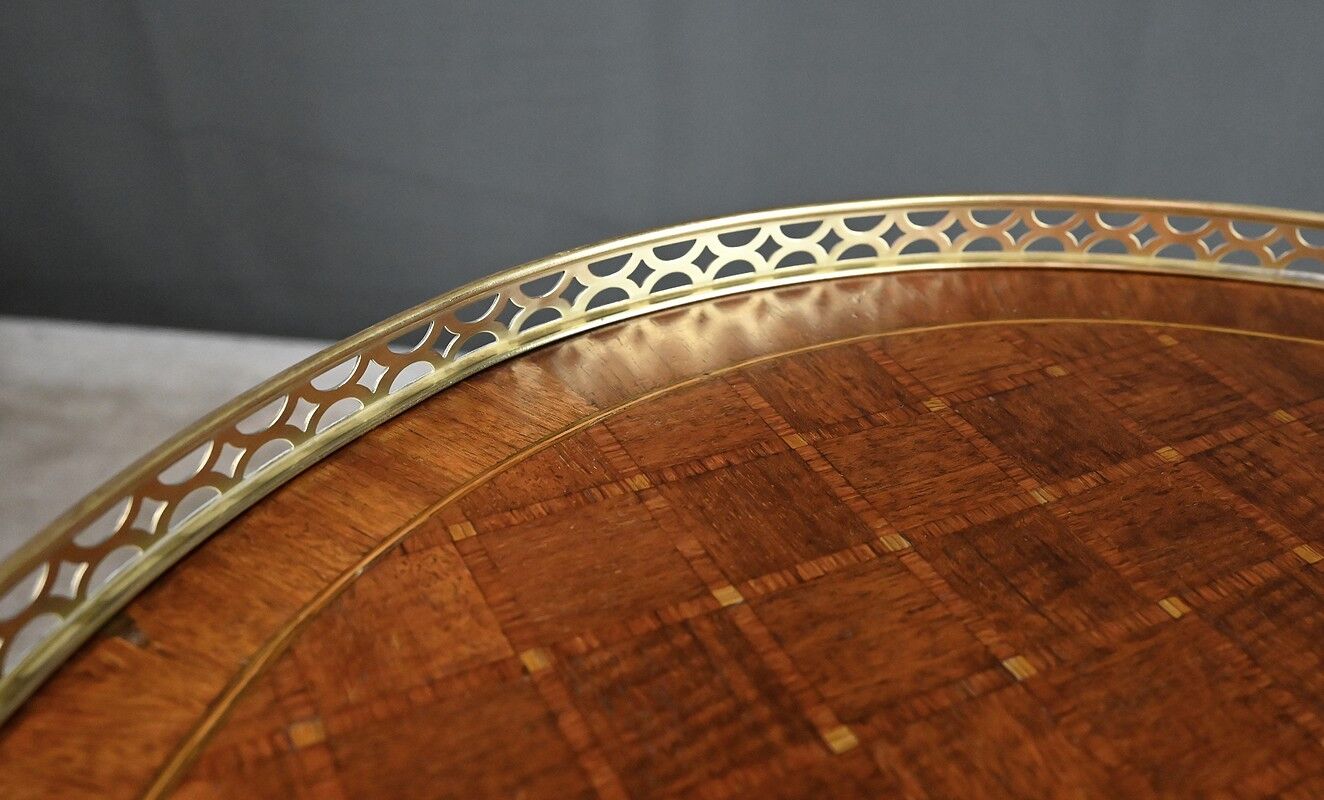 Small bouillotte table in marquetry – mid 20th century