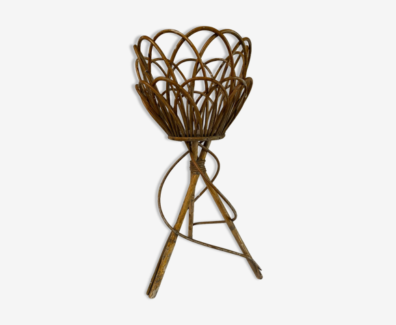 Porte plante en rotin vintage