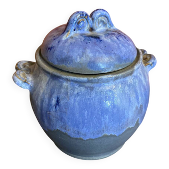 Apothecary pot + old lid peggy la bathie glazed polychrome stoneware