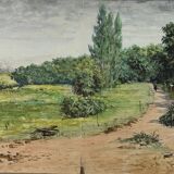 Watercolour on paper depicting a path by C. Piveteau 1915