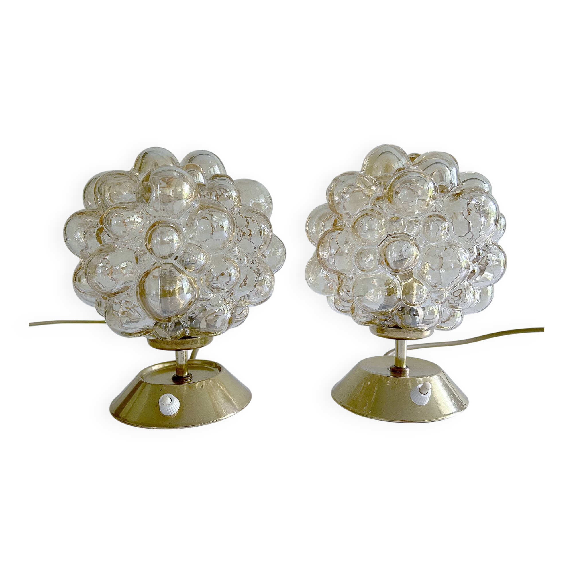Paire de lampes vintage en verre à bulles de Limbourg