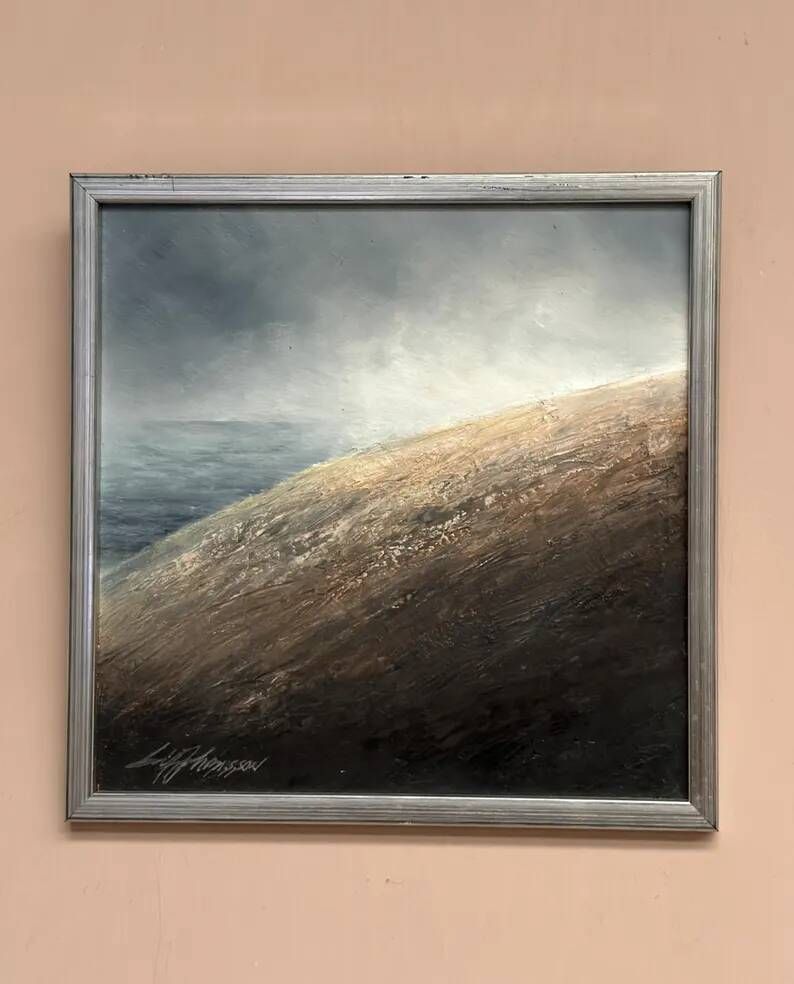 Original Swedish Oil on Panel – “The Surface” by Leif Johansson– Vintage & Framed – 30 × 30 cm (11.8" × 11.8")