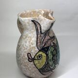 Toledo ceramic pitcher by Pablo Sanguino fish decoration
