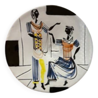 Large Vallauris ceramic dish by Roger Capron