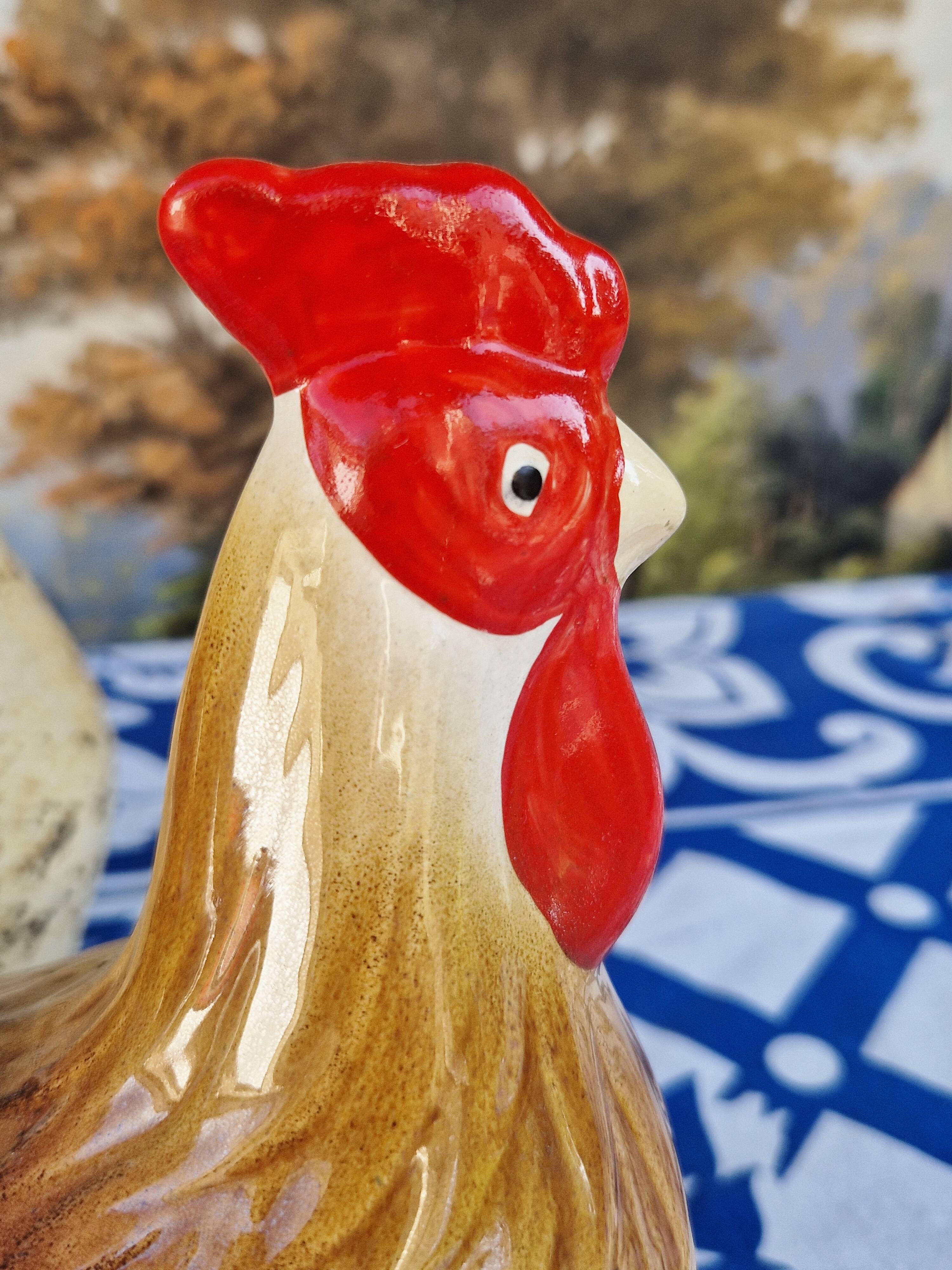 Caugant zoomorphic ceramic terrine with rooster