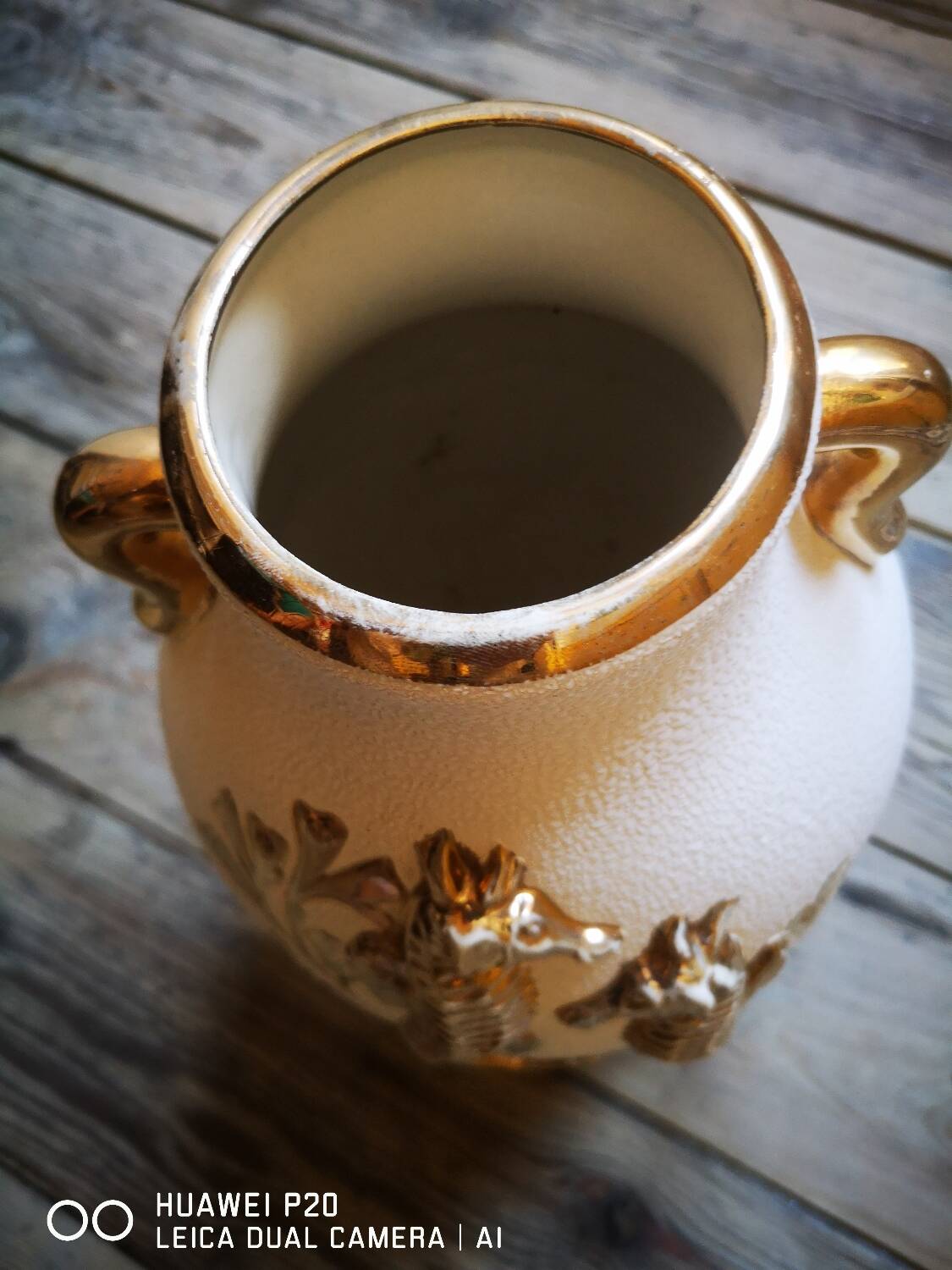 Earthenware vase decorated with seahorses in seaweed, 1940s-50s