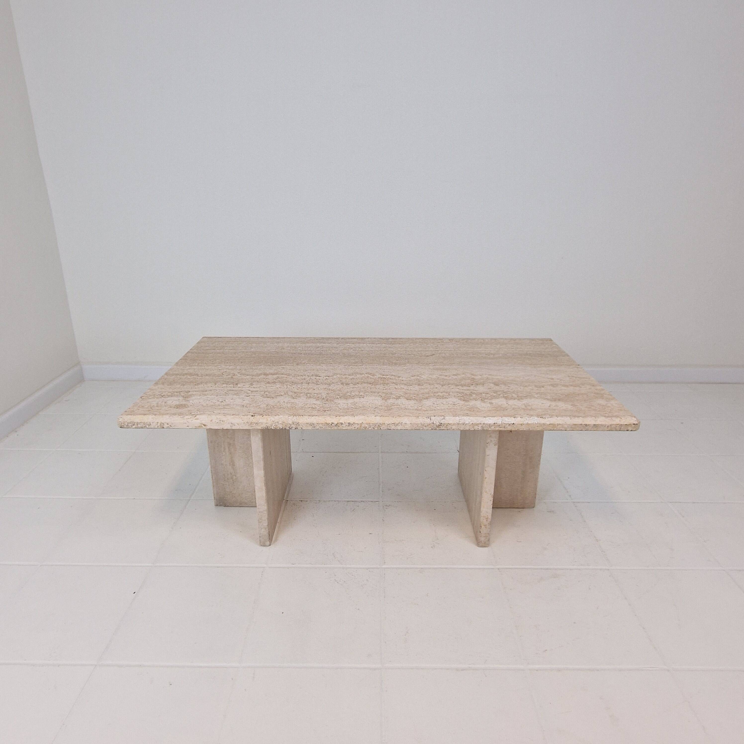 Rectangle Travertine Coffee or Side Table, Italy 1980's