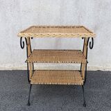 Wicker lyre side table
