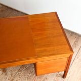 Grand bureau de direction en teck avec cuir, années 60