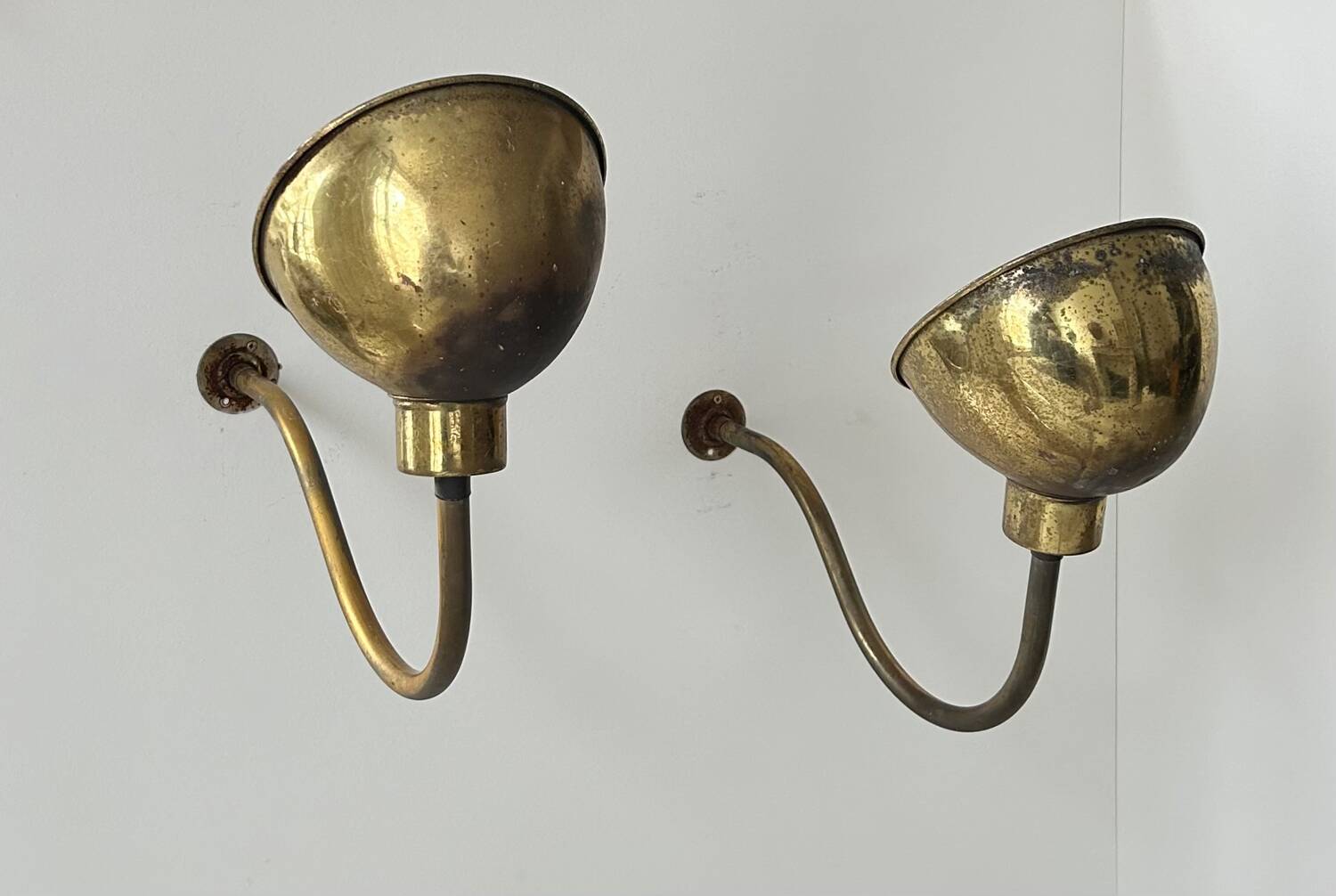 Pair of vintage brass wall lights, France 1970