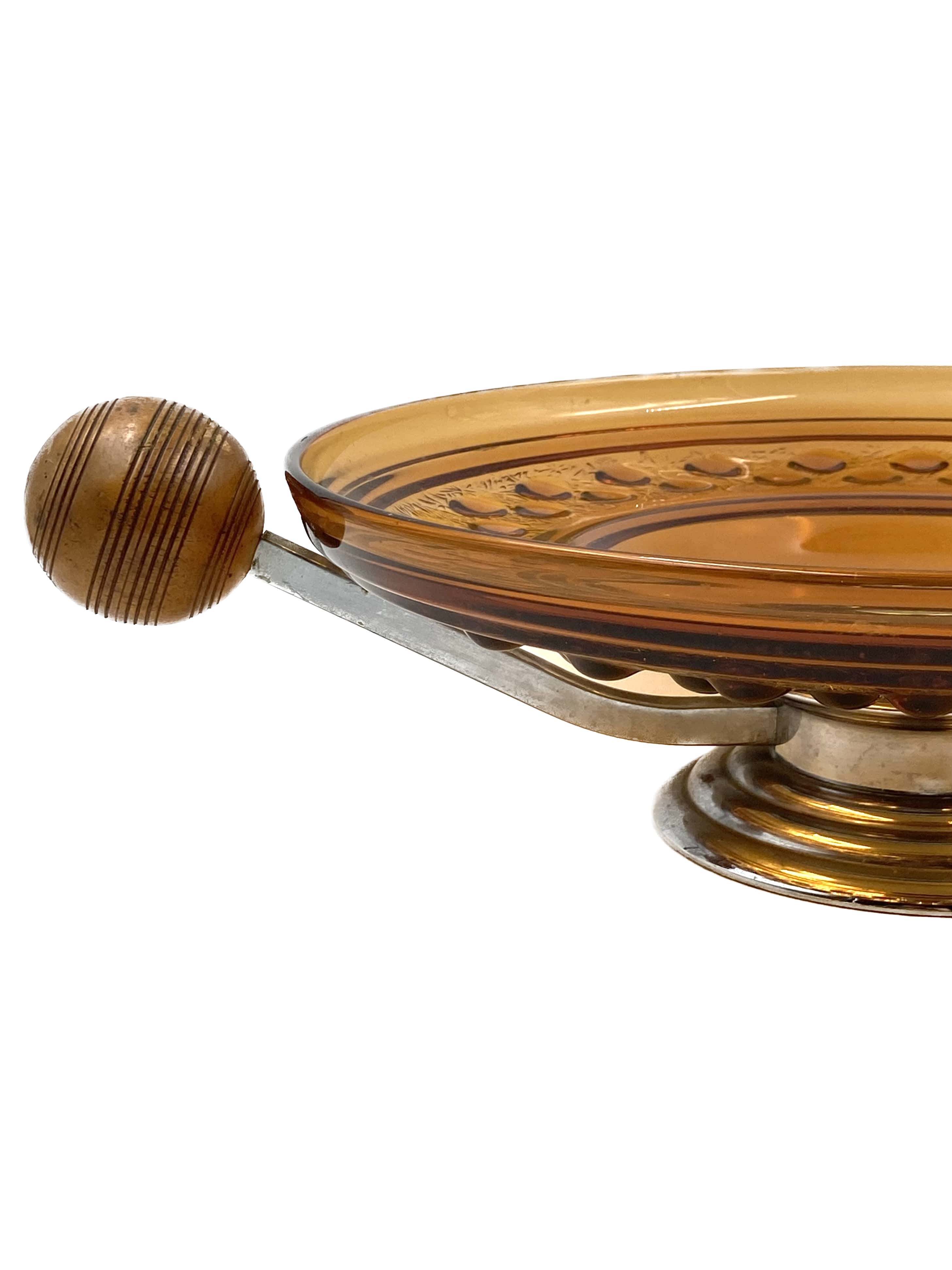 Art Deco large orange glass centerpiece / vide-poche, Italy 1940s