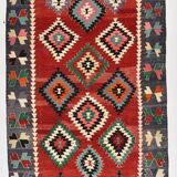 5x9 Red & Green Geometric Tribal Vintage Kilim Rug, 170x267Cm