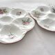 Pair of oyster plates, ceramic, flowers