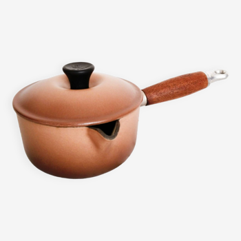 Casserole Le Creuset en fonte et teck, avec couvercle, années 40