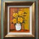 Painting "Bouquet of yellow roses" by Patrick HUGONNOT (1963) + frame