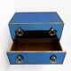 Blue Mirrored Chest of Drawers with Brass Details, Mid-Century Modern Style