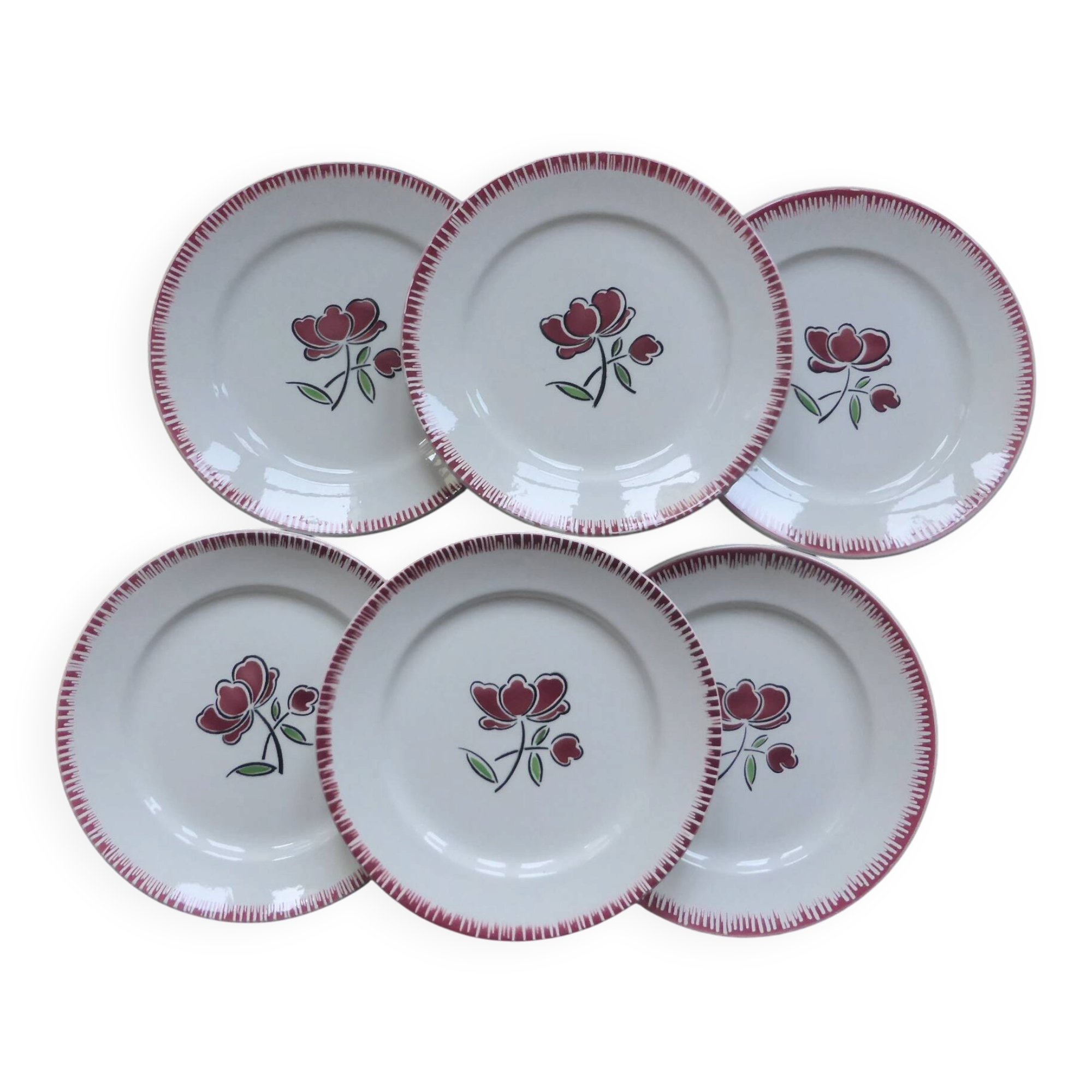 Set of 6 flat plates Badonviller 200868