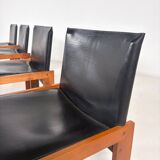 Mid-Century Modern Set of 4 Chairs in the Style of Scarpa, 1970s