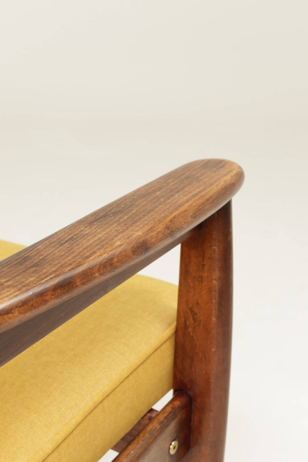 Vintage Scandinavian style yellow retro velvet armchair 1960s