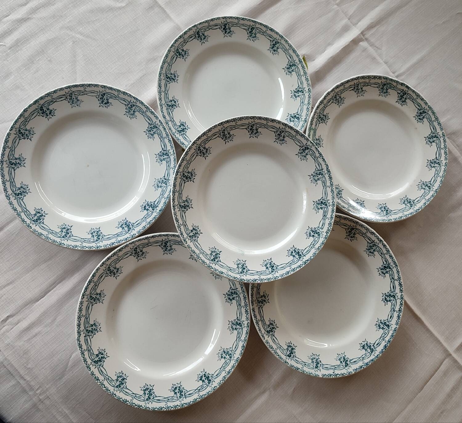 Set of 6 iron earth flat plates St Amand 4006