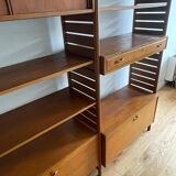 Modular Ladderax shelf in teak, 2 bays, Staples