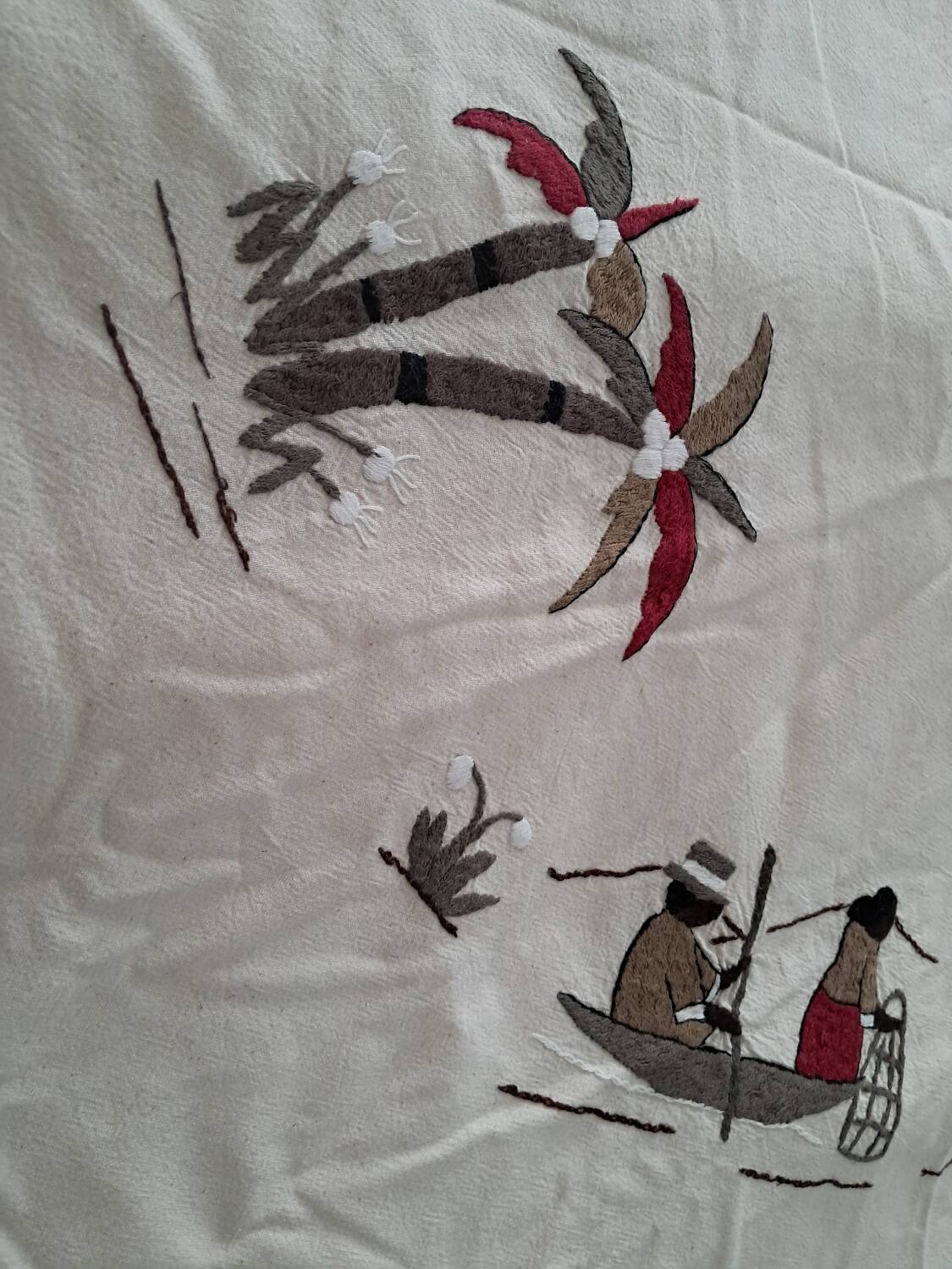 Round embroidered tablecloth