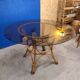 70s smoked glass and rattan table