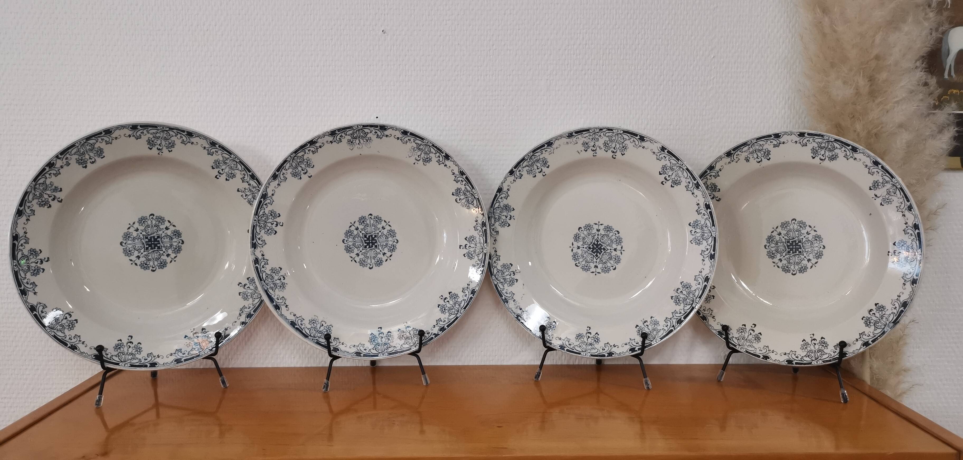 4 hollow iron earthenware plates, Mignon model, H & Cie
