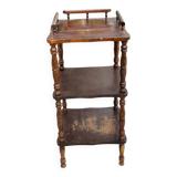 Napoleon style side table in solid vintage oak wood with 3 shelves