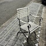 Vintage wrought iron folding garden armchair 1930