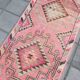 Tapis Couloir Rose à Médaillons, Tapis Turc Vintage, 86x364 Cm