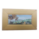 Small oil painting on wood, Tuscan landscape