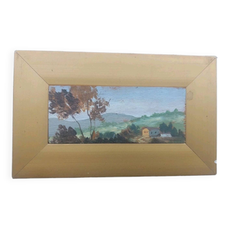 Small oil painting on wood, Tuscan landscape