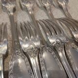 12 silver-plated metal table forks by Ravinet & Cie, Empire 81.