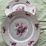 Set of 4 flat plates, in art deco porcelain