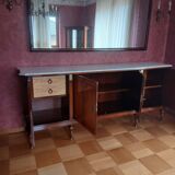 Meuble enfilade 4 portes style Louis XVI en Acajou avec plaque de marbre